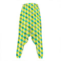 Green Geometric Cube Shape Pattern Print Hammer Pants