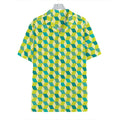 Green Geometric Cube Shape Pattern Print Hawaiian Shirt