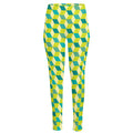 Green Geometric Cube Shape Pattern Print High-Waisted Pocket Leggings