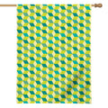 Green Geometric Cube Shape Pattern Print House Flag