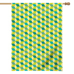 Green Geometric Cube Shape Pattern Print House Flag