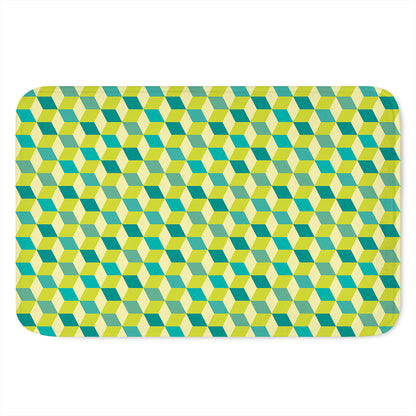 Green Geometric Cube Shape Pattern Print Indoor Door Mat