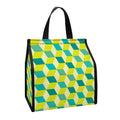 Green Geometric Cube Shape Pattern Print Insulated Lunch Tote