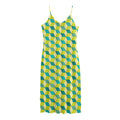 Green Geometric Cube Shape Pattern Print Jersey Midi Cami Dress