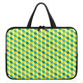 Green Geometric Cube Shape Pattern Print Laptop Sleeve With Handle