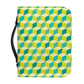 Green Geometric Cube Shape Pattern Print Leather Bible Cover