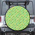 Green Geometric Cube Shape Pattern Print Leather Spare Tire Cover