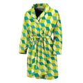 Green Geometric Cube Shape Pattern Print Men's Bathrobe