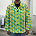 Green Geometric Cube Shape Pattern Print Men's Shirt Jacket
