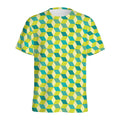 Green Geometric Cube Shape Pattern Print Men's Athletic T-Shirt