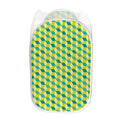 Green Geometric Cube Shape Pattern Print Mesh Laundry Hamper