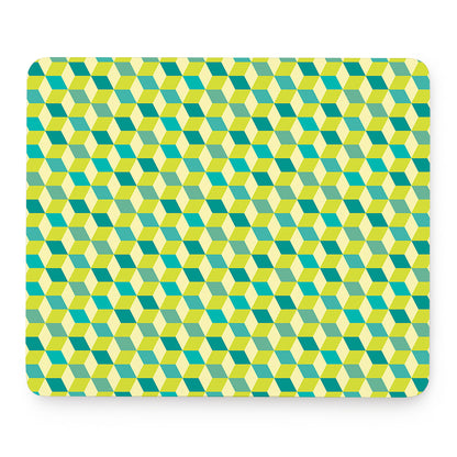 Green Geometric Cube Shape Pattern Print Mouse Pad