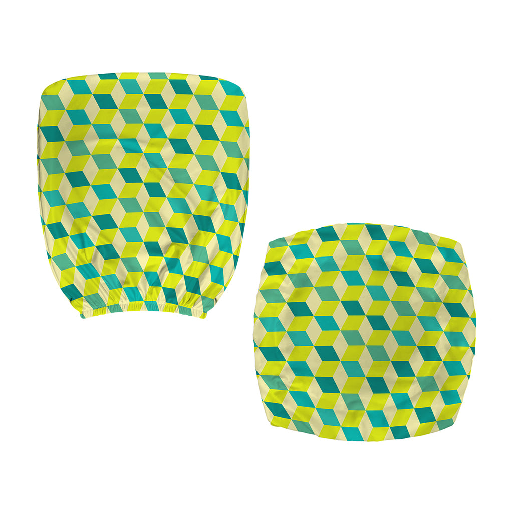 Green Geometric Cube Shape Pattern Print Office Chair Cover