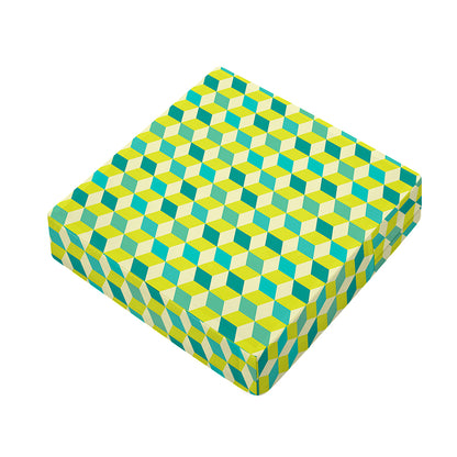 Green Geometric Cube Shape Pattern Print Outdoor Seat Cushion Cover