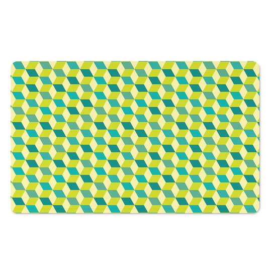 Green Geometric Cube Shape Pattern Print Polyester Doormat