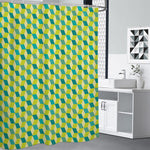 Green Geometric Cube Shape Pattern Print Premium Shower Curtain
