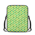 Green Geometric Cube Shape Pattern Print Rectangular Crossbody Bag