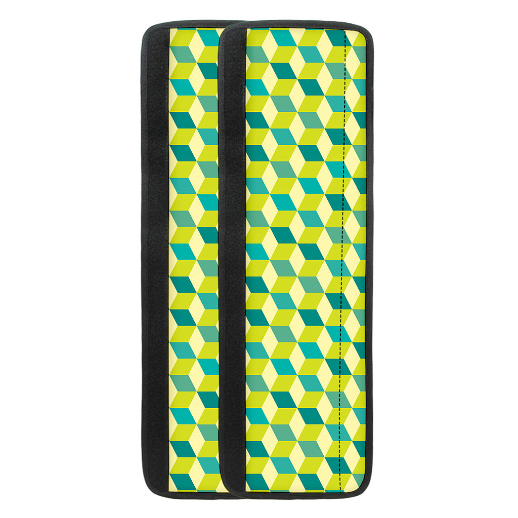 Green Geometric Cube Shape Pattern Print Refrigerator Handle Covers