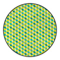 Green Geometric Cube Shape Pattern Print Round Floor Mat