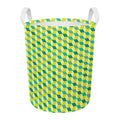 Green Geometric Cube Shape Pattern Print Round Laundry Basket