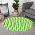 Green Geometric Cube Shape Pattern Print Round Rug