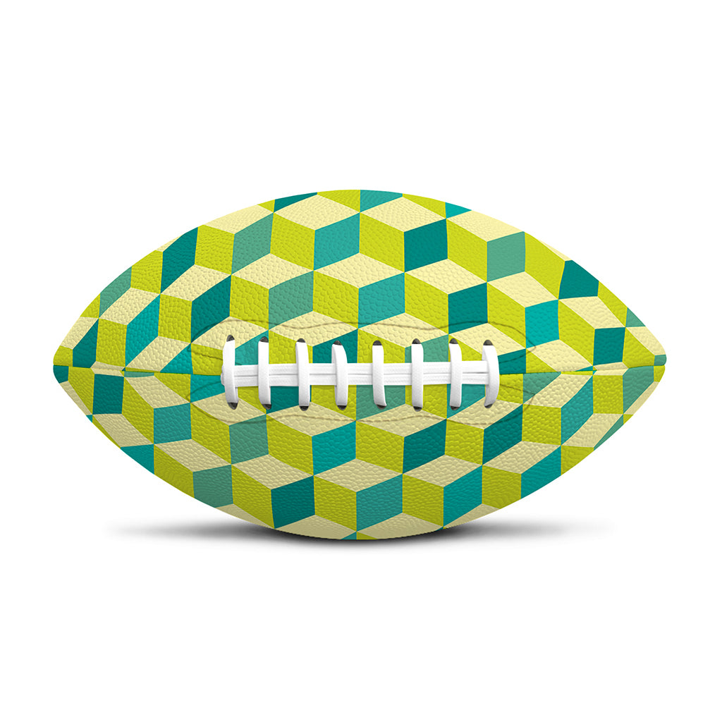 Green Geometric Cube Shape Pattern Print Rugby Ball