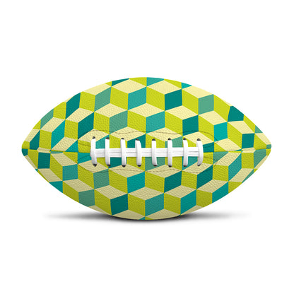 Green Geometric Cube Shape Pattern Print Rugby Ball
