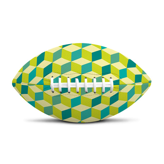 Green Geometric Cube Shape Pattern Print Rugby Ball