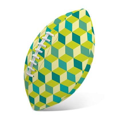 Green Geometric Cube Shape Pattern Print Rugby Ball