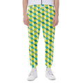Green Geometric Cube Shape Pattern Print Joggers