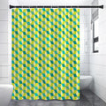 Green Geometric Cube Shape Pattern Print Shower Curtain