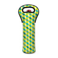 Green Geometric Cube Shape Pattern Print Single Neoprene Wine Tote