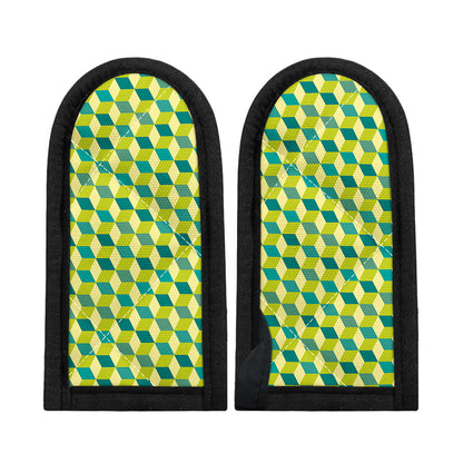 Green Geometric Cube Shape Pattern Print Skillet Handle Cover