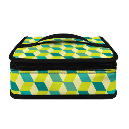 Green Geometric Cube Shape Pattern Print Small Lunch Bag