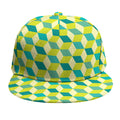 Green Geometric Cube Shape Pattern Print Snapback Cap