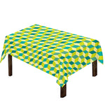 Green Geometric Cube Shape Pattern Print Tablecloth