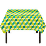 Green Geometric Cube Shape Pattern Print Tablecloth