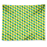 Green Geometric Cube Shape Pattern Print Tapestry