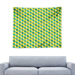 Green Geometric Cube Shape Pattern Print Tapestry