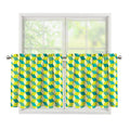 Green Geometric Cube Shape Pattern Print Tier Curtains