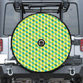 Green Geometric Cube Shape Pattern Print Tire Cover With Camera Hole