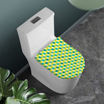 Green Geometric Cube Shape Pattern Print Toilet Lid Cover