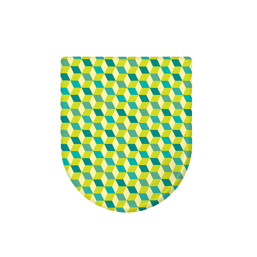 Green Geometric Cube Shape Pattern Print Toilet Lid Cover