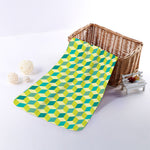 Green Geometric Cube Shape Pattern Print Towel