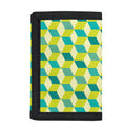 Green Geometric Cube Shape Pattern Print Trifold Wallet