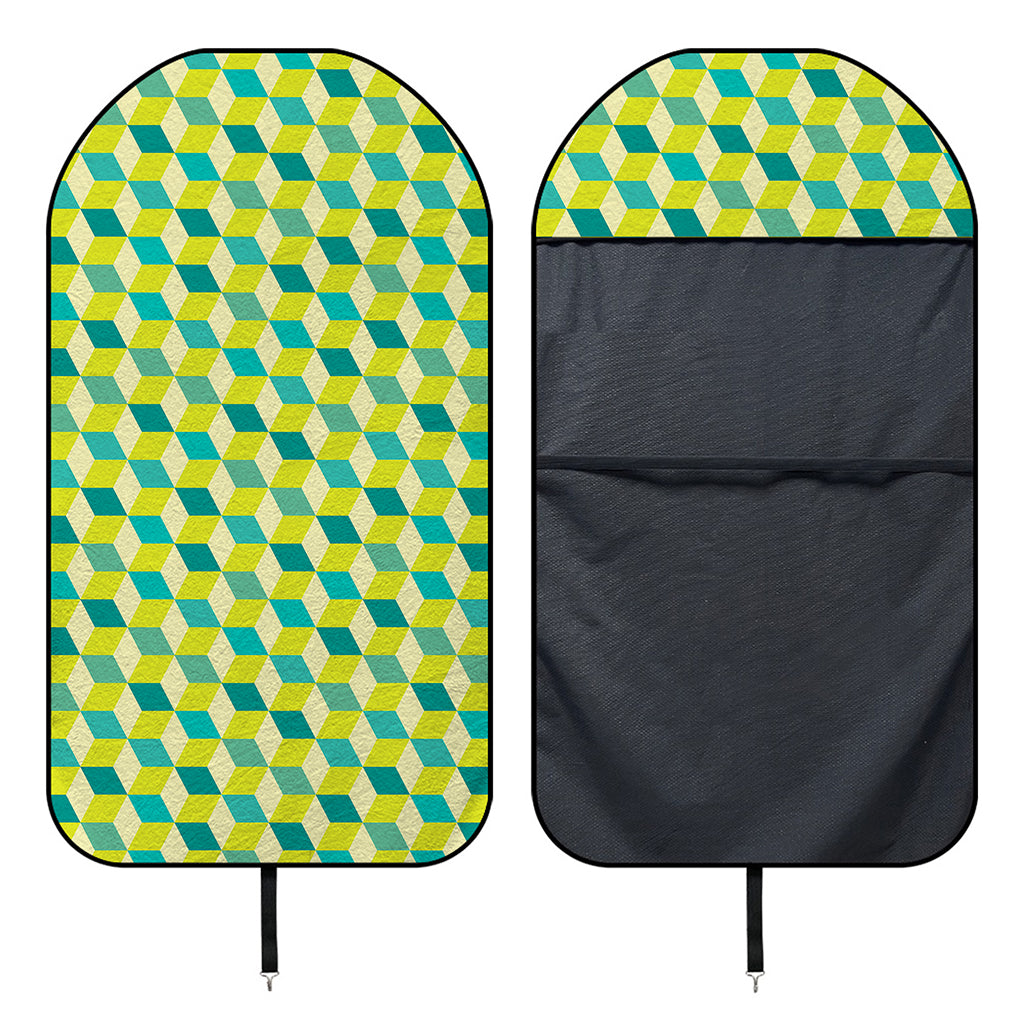 Green Geometric Cube Shape Pattern Print Waterproof Car Seat Cover