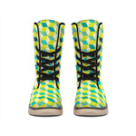 Green Geometric Cube Shape Pattern Print Winter Boots