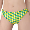 Green Geometric Cube Shape Pattern Print Women's Panties