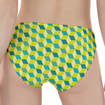 Green Geometric Cube Shape Pattern Print Women's Panties