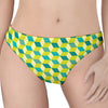 Green Geometric Cube Shape Pattern Print Women's Thong